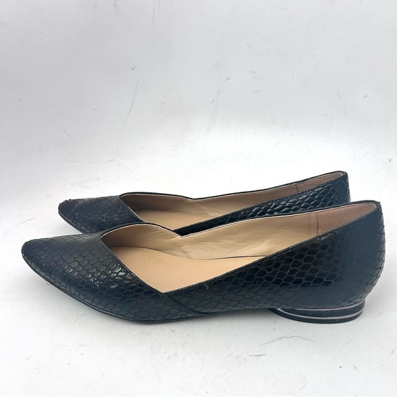 Naturalizer Havana Flat Size 7.5 Snakeskin Embossed Leather Pointed Toe Black - Picture 4 of 12